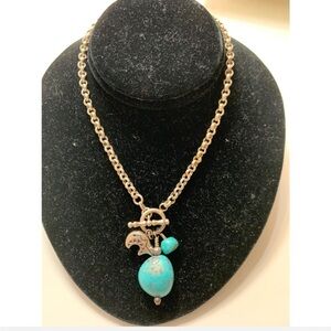 Sterling silver 20 inch toggle turquoise necklace